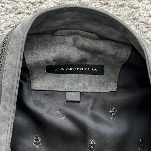 John Varvatos Gray Suede Biker Jacket - Men’s Size Medium - 2019 Collection - Picture 5 of 8